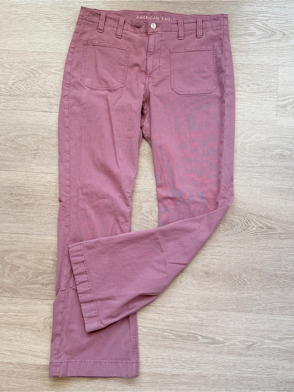 AE Stretch Mid-Rise Classic Bootcut Pants, Size 14, Mauve Pink